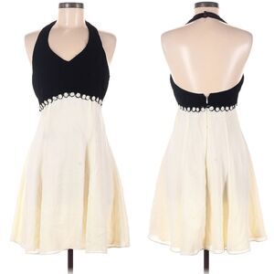 NWT Vintage 90s Upbeat Babydoll Dress Mini Halter Velvet Empire Waist Size 9